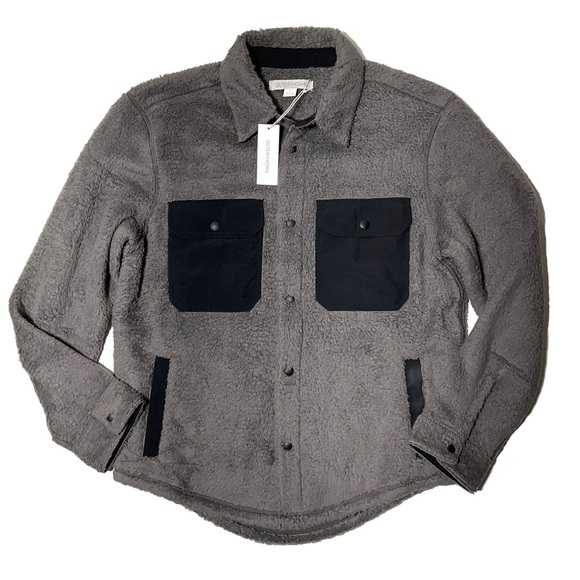 Outerknown Skyline Fleece Sherpa Shirt Jacket Mens Size S Gray NWT - Picture 1 of 8